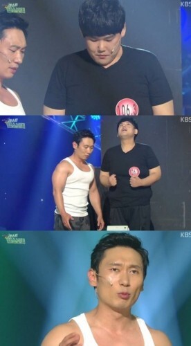 개그맨 김수영이 '폭풍 감량'을 해 이제 103kg이 됐다. 총 65kg을 뺀 것.(뉴스1, KBS2 ´개그콘서트´ 방송 장면.)
