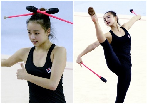 손연재가 홀려 버릴 듯한 깜찍함으로 리본 연기를 펼치고 있다. (뉴스1)