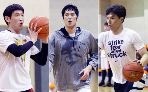 왼쪽부터 울산 모비스 양동근, 함지훈, 전주 KCC 김효범. (조성호 기자)