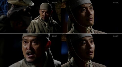배우 김명수가(왼쪽) 드라마 '장사의 신'에서 천봉삼으로 분한 장혁과 존재감 있는 명품 연기를 펼치고 있다.(KBS2TV '장사의 신'화면)
