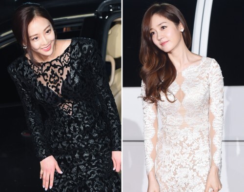 '에보니 & 아이보리' 다솜(왼쪽)과 성유리가 흑백의 드레스를 입어 묘한 대조를 이뤘다.(뉴스1)