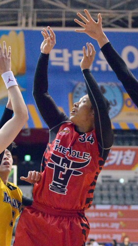 28일 제 2회 고양 한스타 연예인 농구대잔치 더홀-마음이 경기 중 슛을 시도하는 전환규.